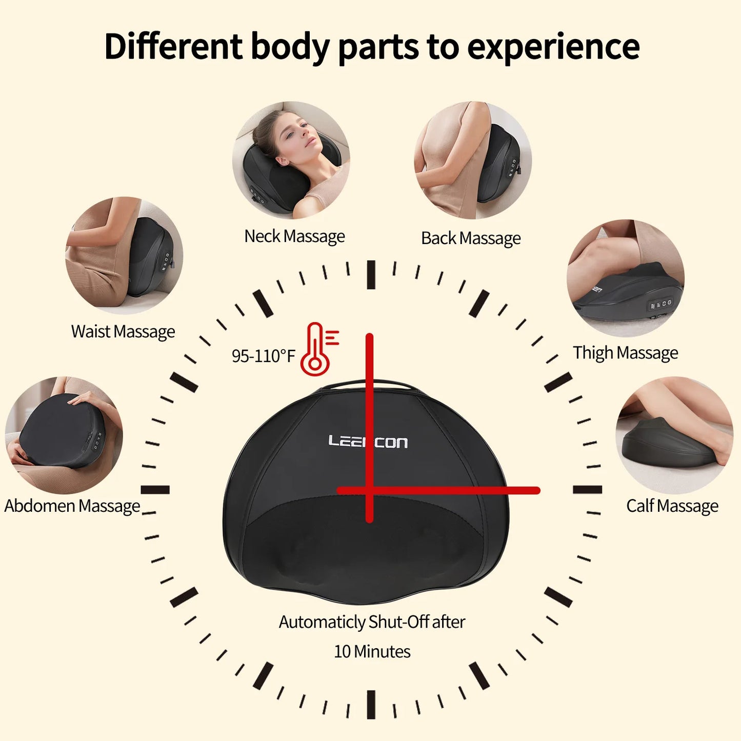 LEERCONElectronic 4-Button 20-Node Plug-In Back Massager With Heat