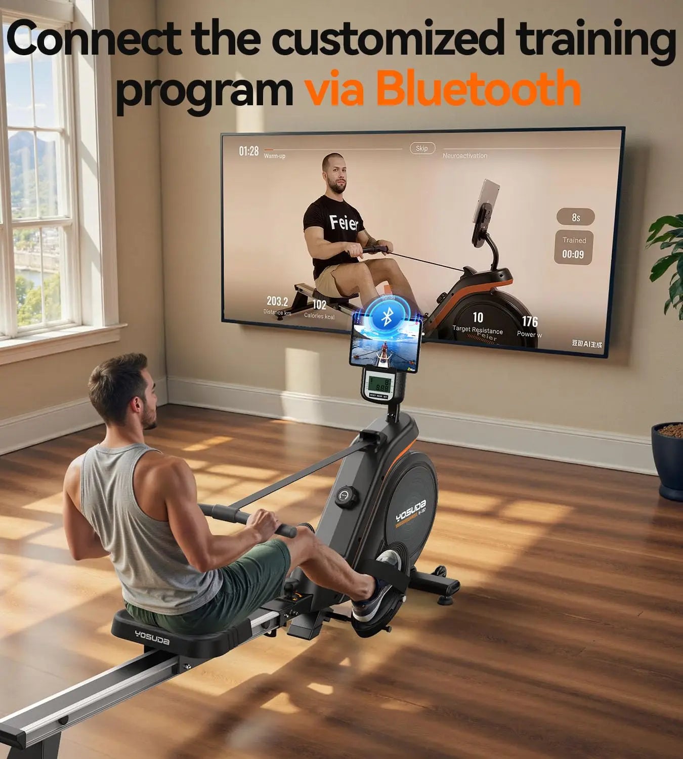 YOSUDA Magnetic Rowing Machine Foldable With Bluetooth And App Support