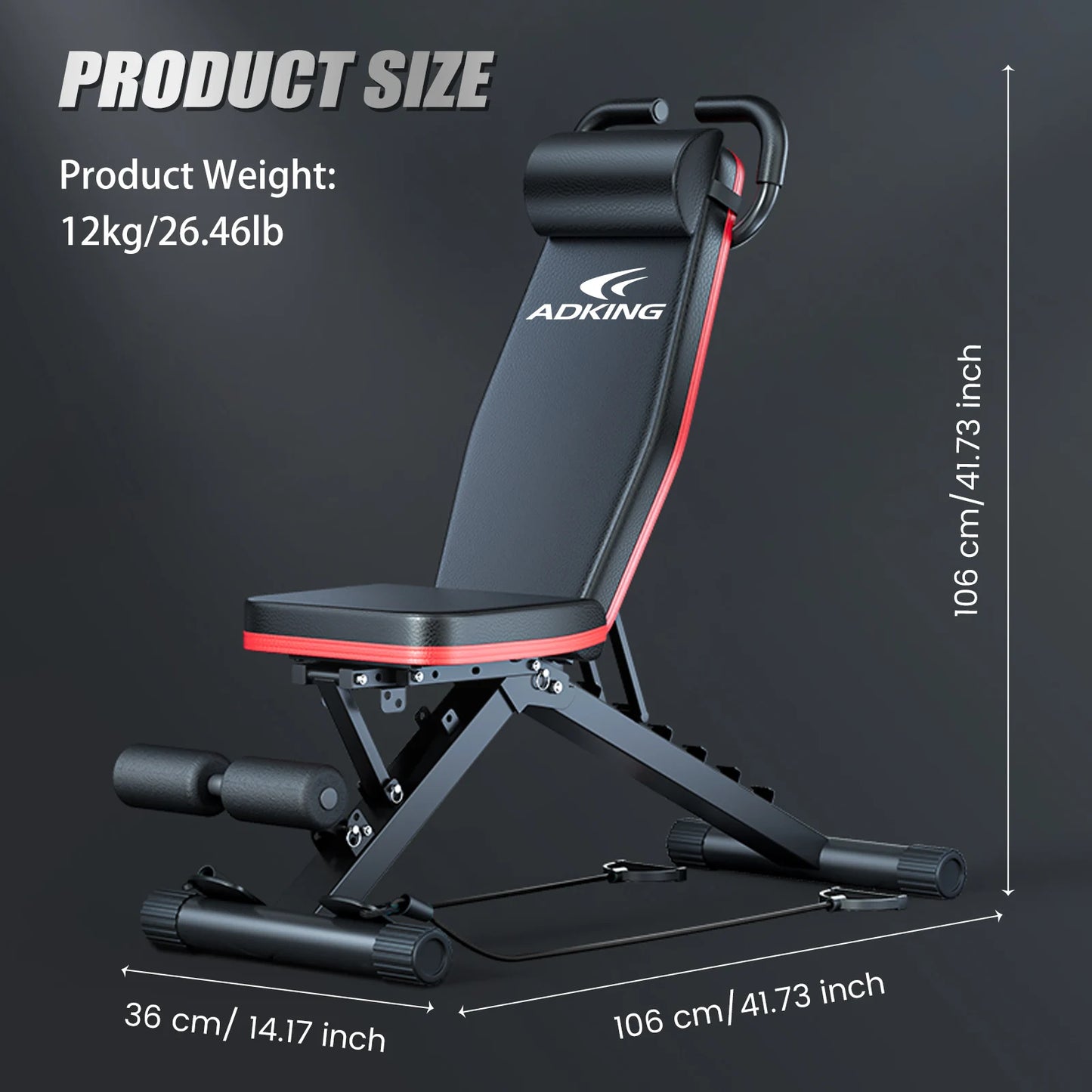 Adjustable Weight Bench With Foldable Incline Decline For Home Gym