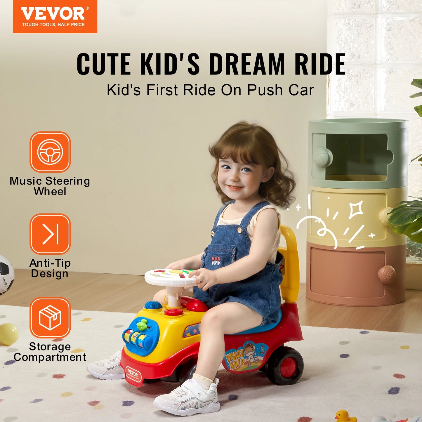 SucceBuy Toddler Ride On Push Car Sit To Stand Toy
