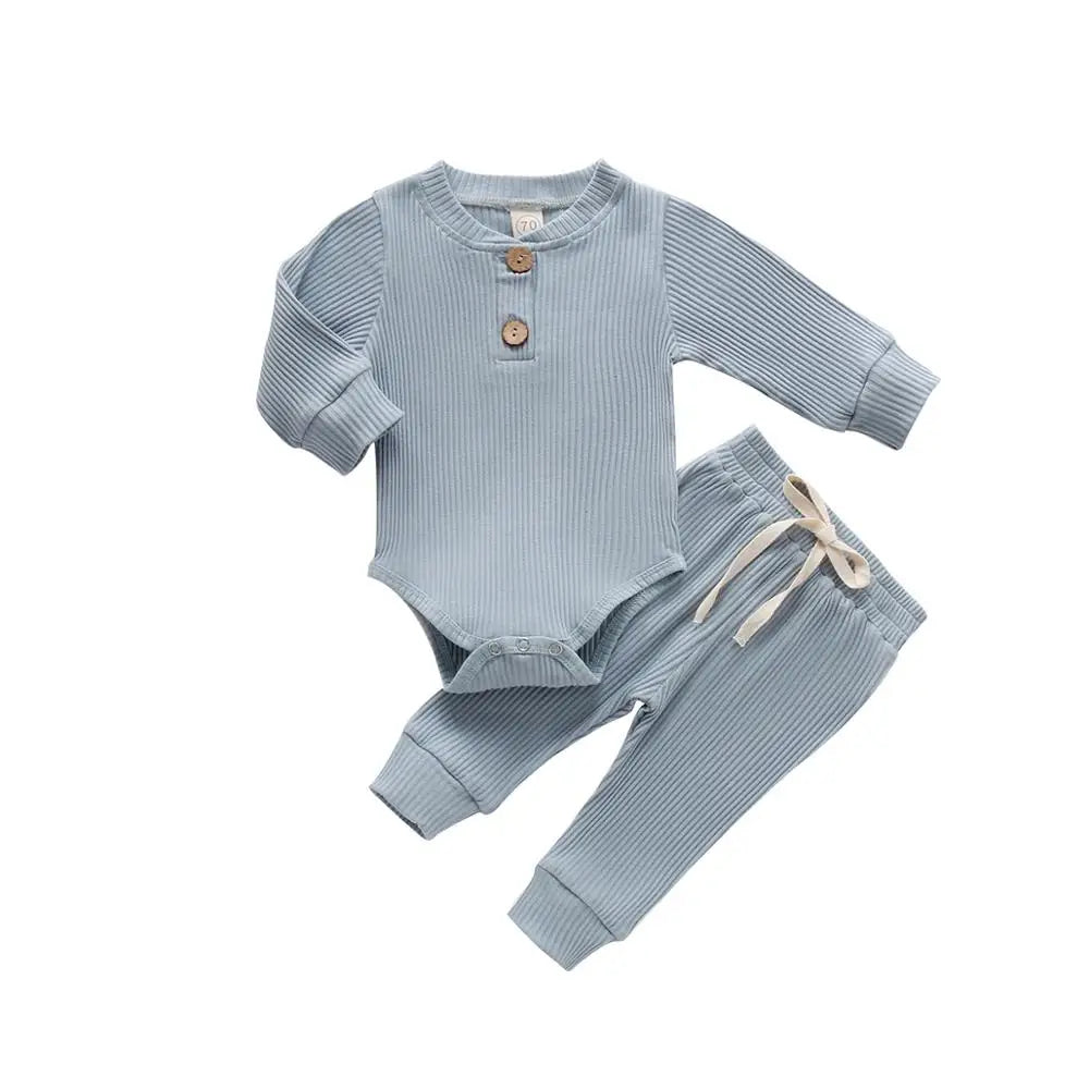 Pudcoco Baby Unisex 2-Piece Bodysuit And Elastic Pants Set