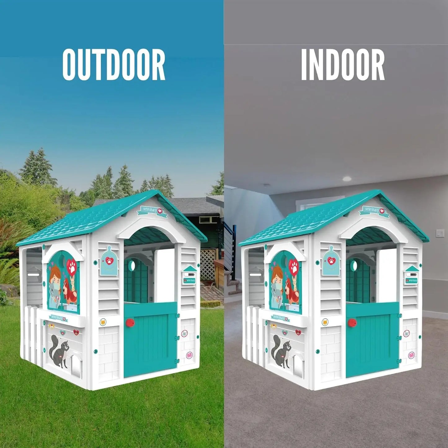 Vet Play House Outdoor Playset For Kids Pretend Veterinary Clinic
