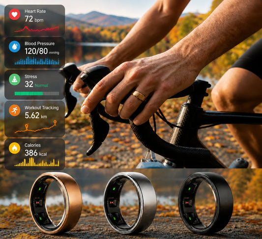 Smart Ring With Charging Case Heart Rate Blood Oxygen Monitoring