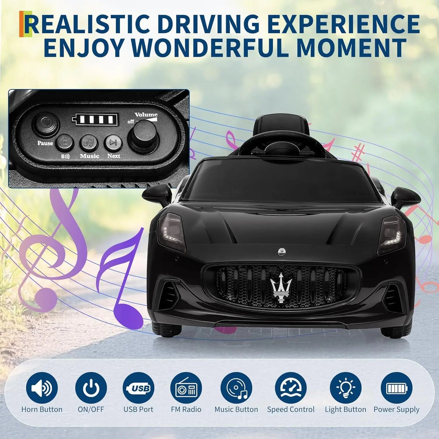 HiMISS 12V Ride On Car For Kids With Remote Control