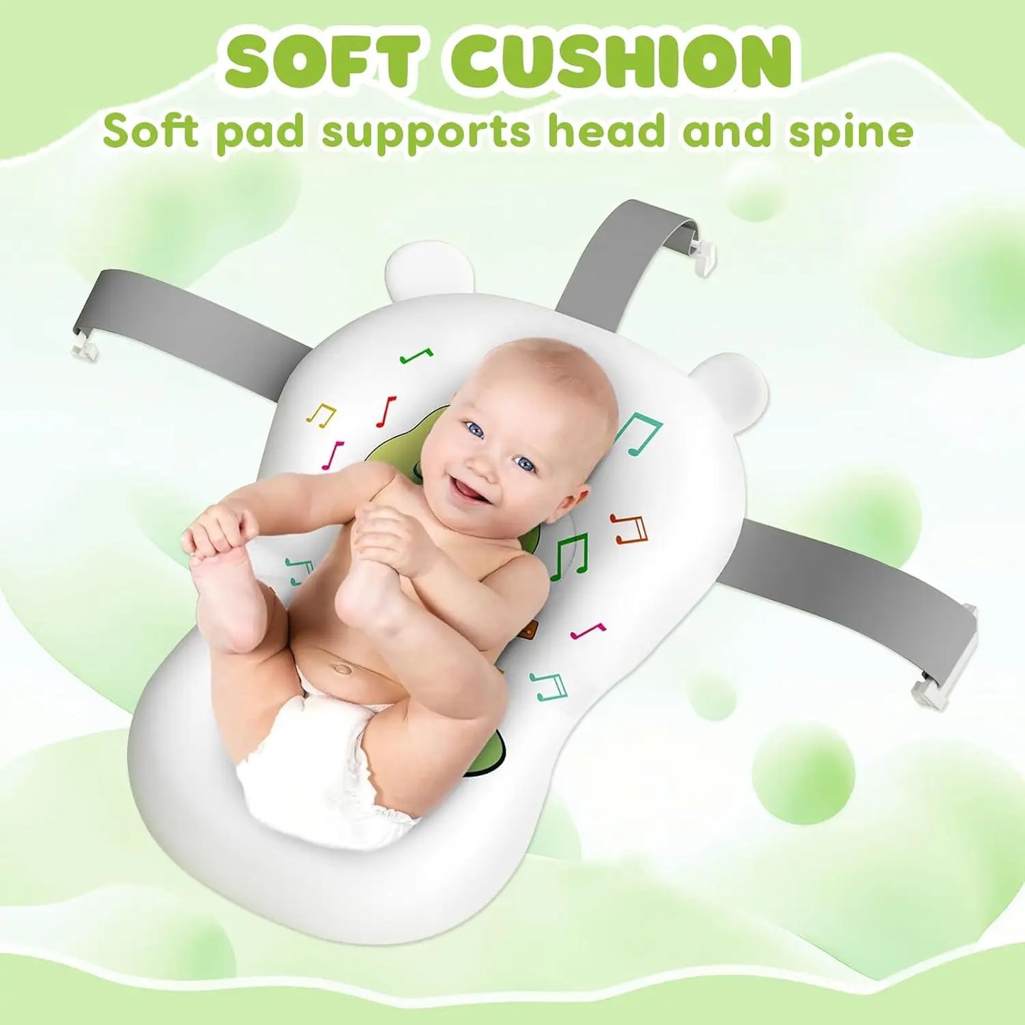 Baby Foldable Bathtub With Cushion Thermometer Shower Cap