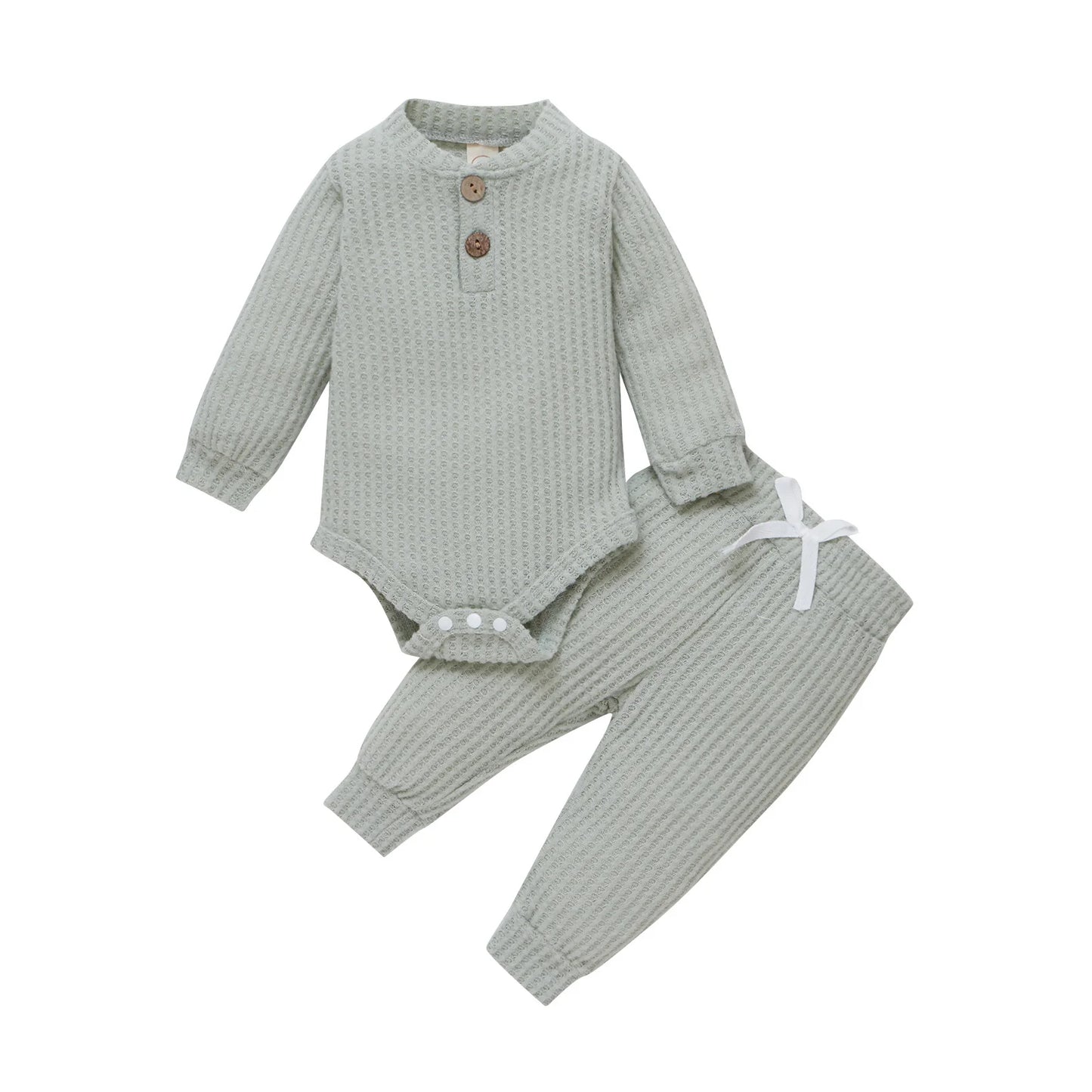 Pudcoco Baby Unisex 2-Piece Bodysuit And Elastic Pants Set