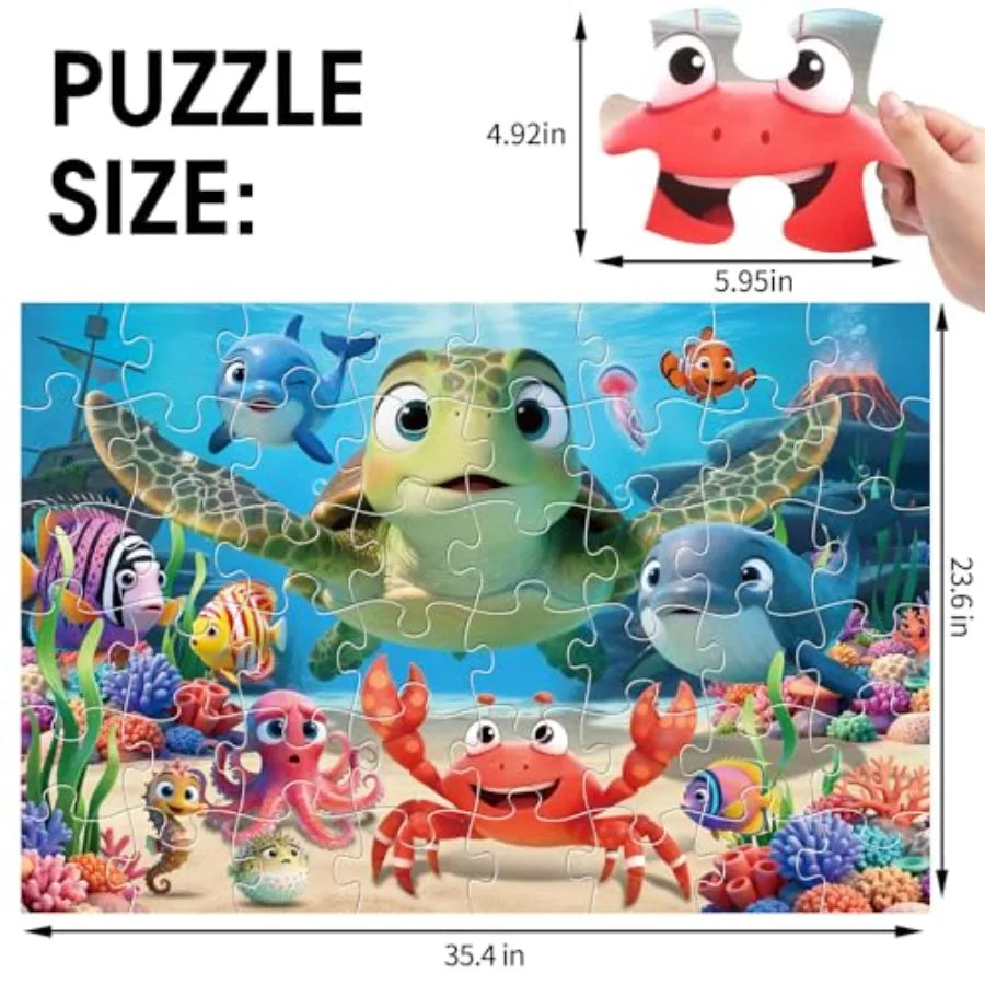 Sea Turtle Jumbo Floor Puzzle 48-Piece Animal Jigsaw for Toddlers