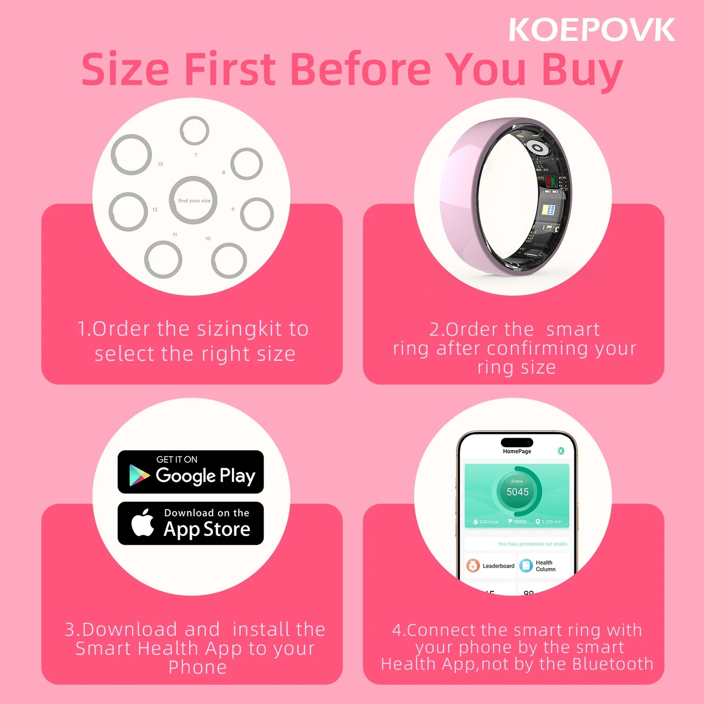 Fashion Ceramics Smart Ring White, black, pink with Charging Case, Health & 24/7 sleep monitoring,IP68 Water, Multi-sport Modesproof,