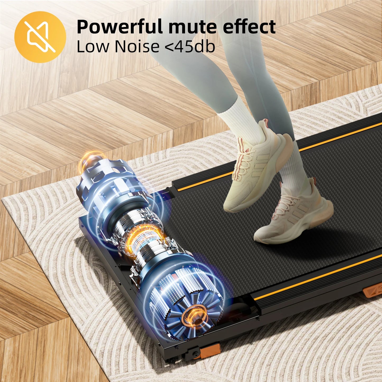 Under Desk Treadmill Incline Walking Pad 2.5HP For Home Use