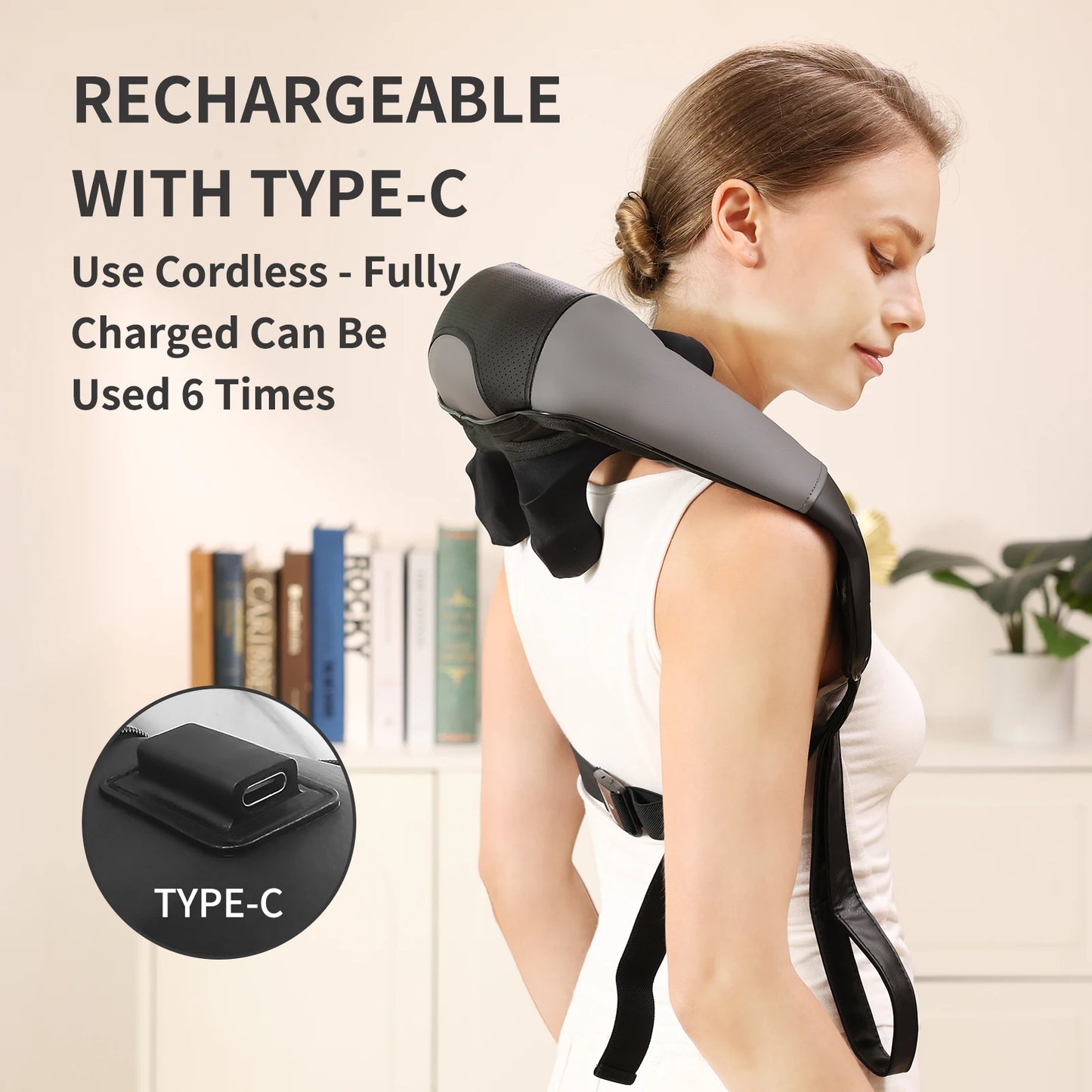 Masgre Electric Neck Massager With Heat 4D Kneading Cordless