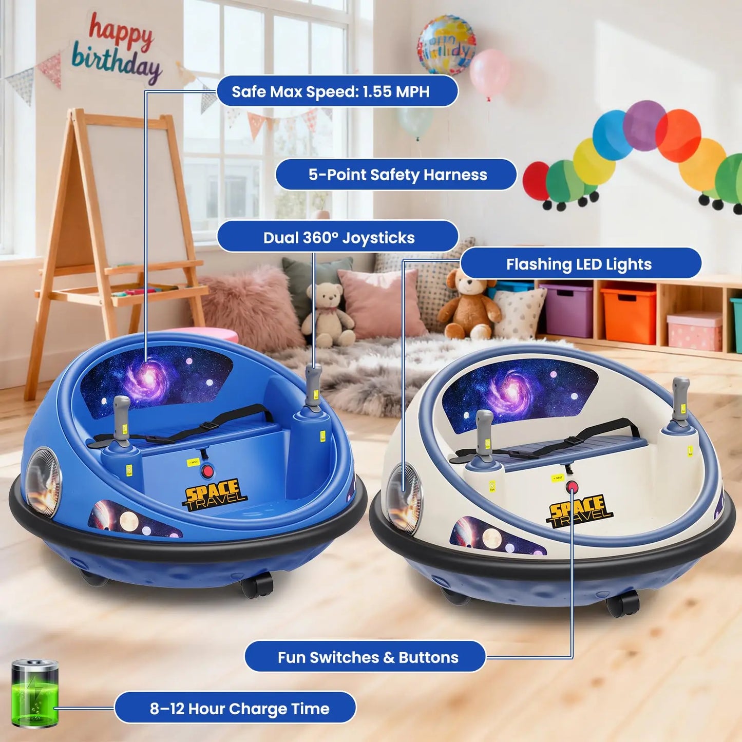 360 Degree Spinning Kids Electric Bumper Car LED Lights Remote