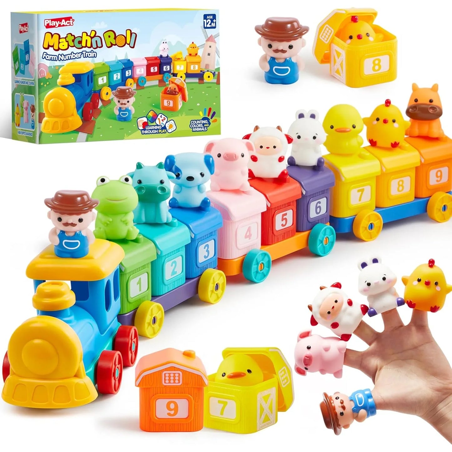 Joyfy Learning Farm Train Counting Sorting Montessori Toy Set