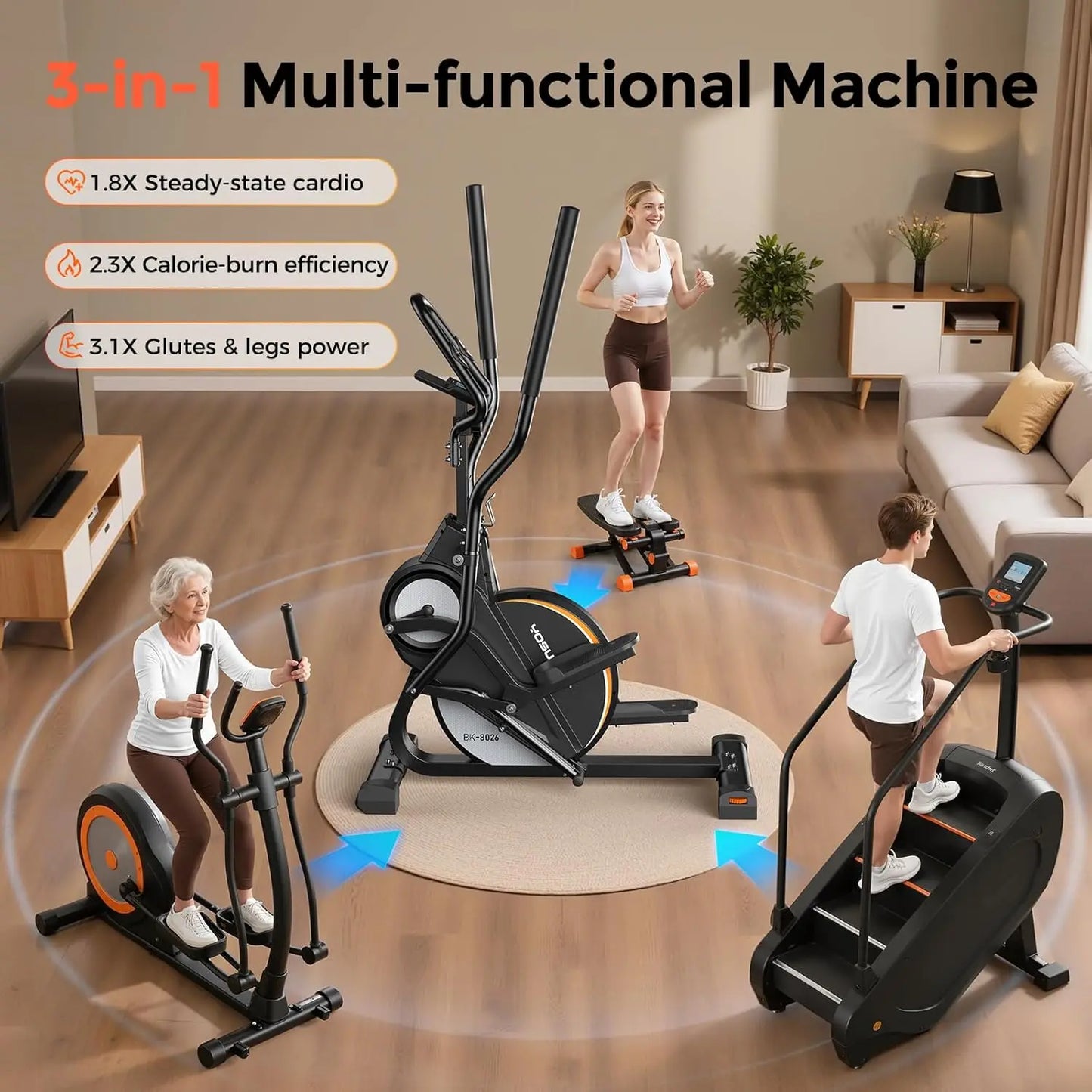 YOSUDA 3-In-1 Elliptical Machine For Home Fitness