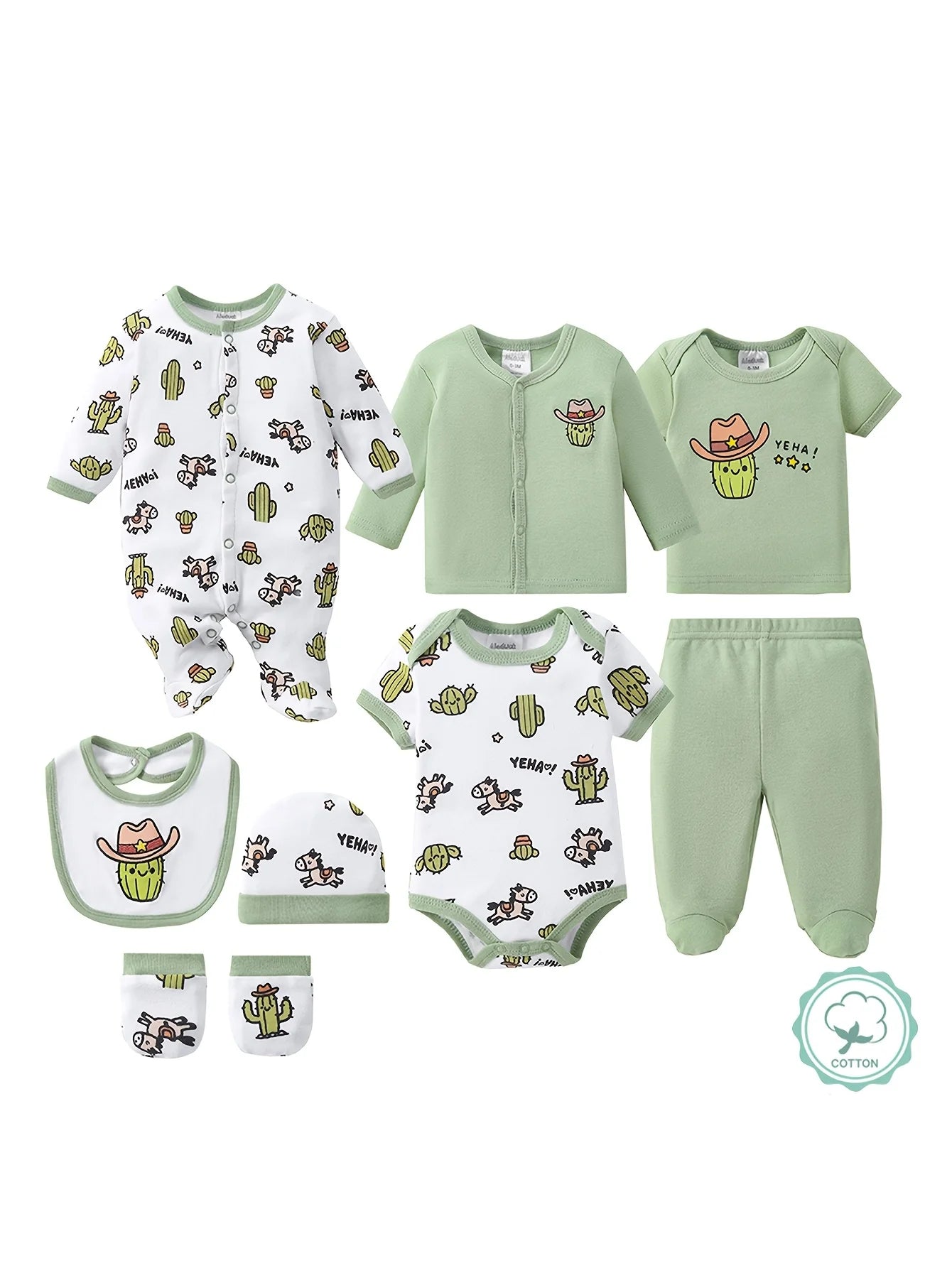 Newborn Unisex Layette Set With Bodysuits Jackets Tops Hats Bibs Mittens