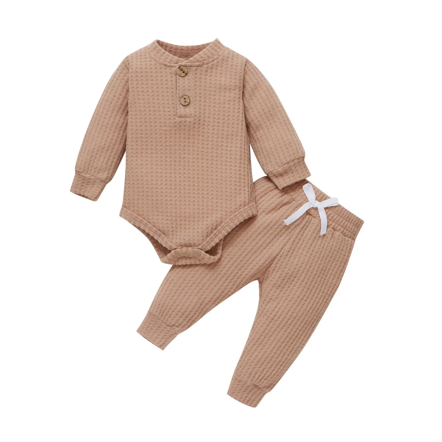 Pudcoco Baby Unisex 2-Piece Bodysuit And Elastic Pants Set