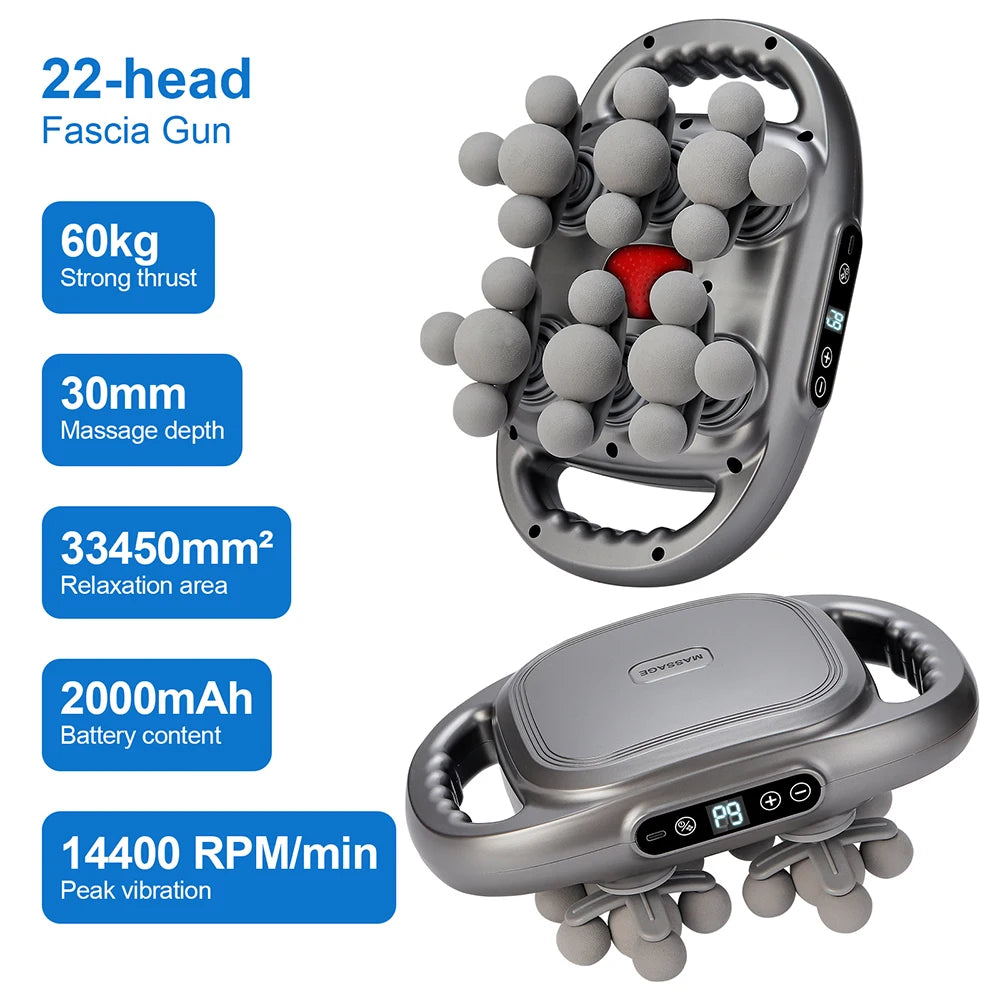 Foreverlily 16 Head Fascia Gun High Frequency Body Massage Device