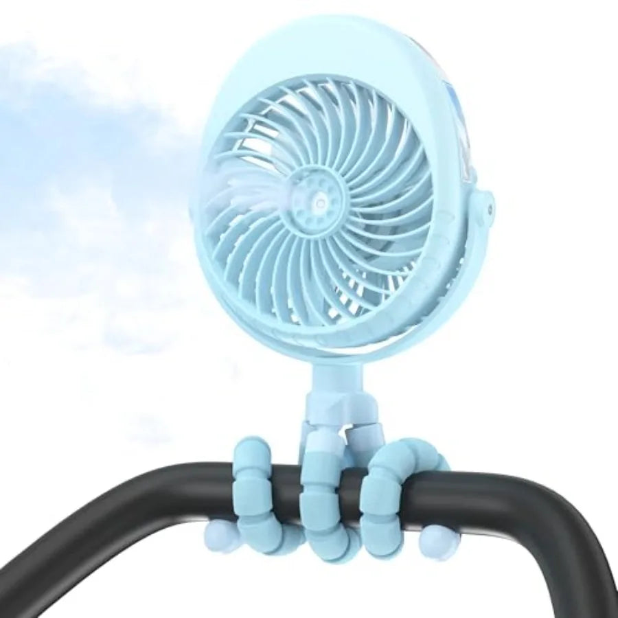 Upgraded Rechargeable Misting Baby Stroller Fan With Clip Tripod