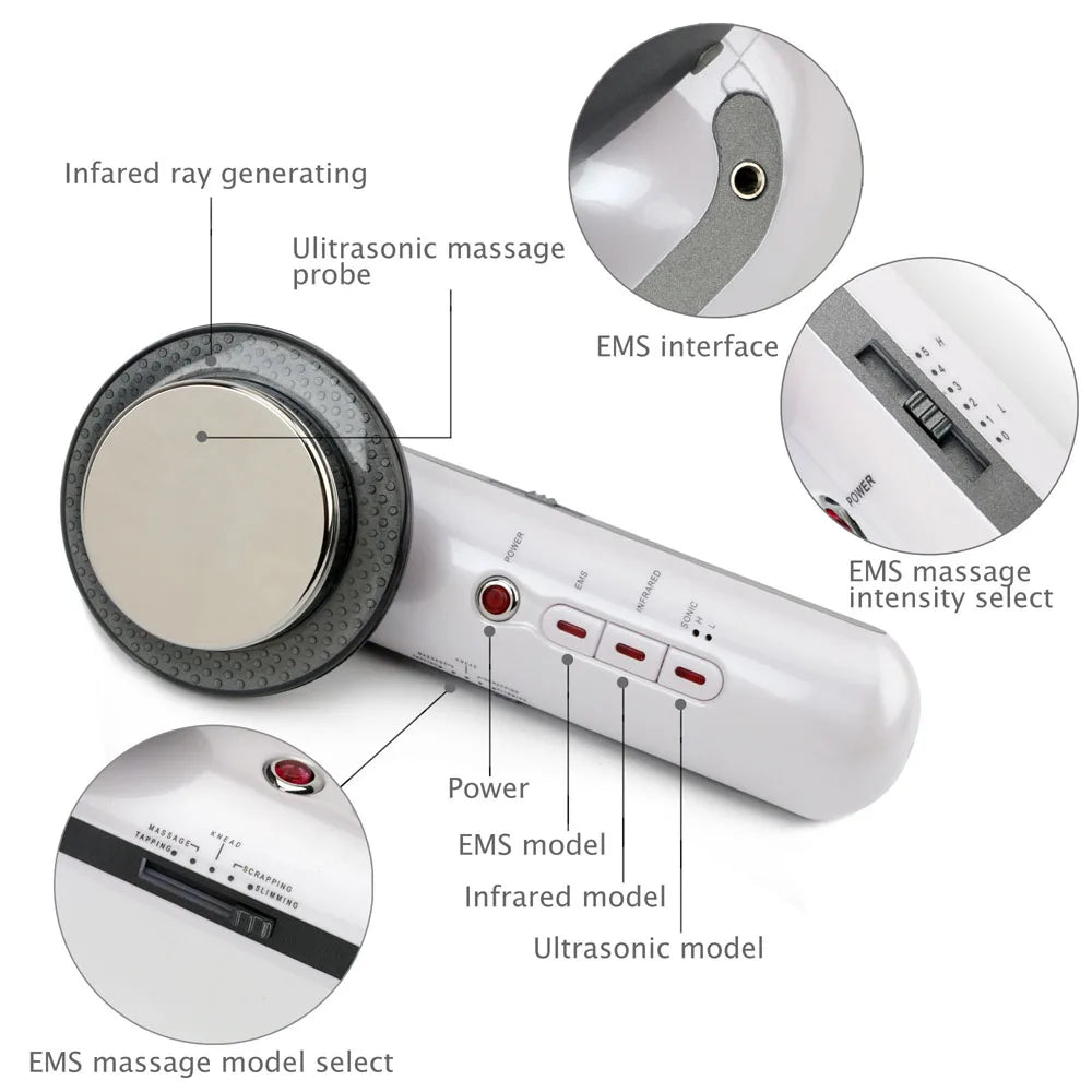 Moajaza 3 In 1 Ultrasonic Cavitation EMS Slimming Massager