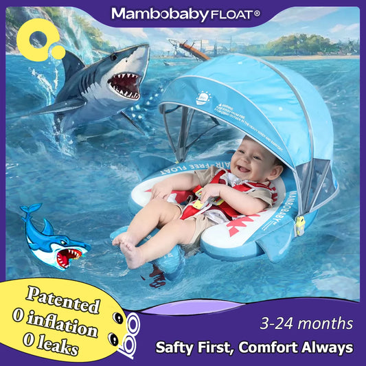 Mambobaby Baby Pool Float No Inflation Required With Removable Canopy