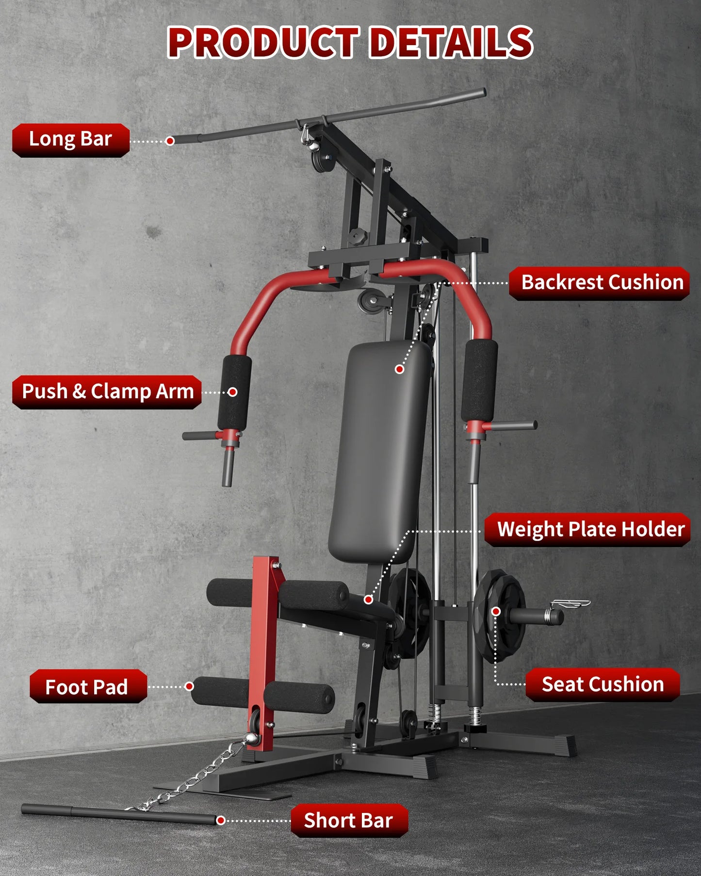 HiMISS Five In One Home Gym Machine With Lat Pulldown