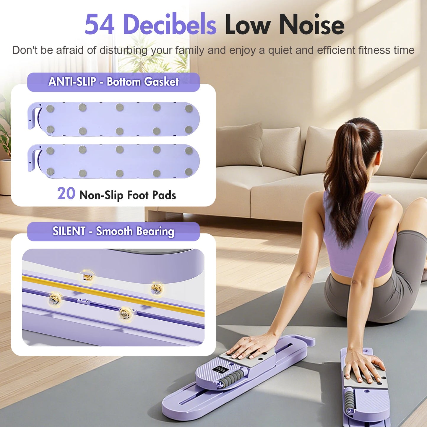 Abdominal Pilates Board With Detachable Bands And LCD Display