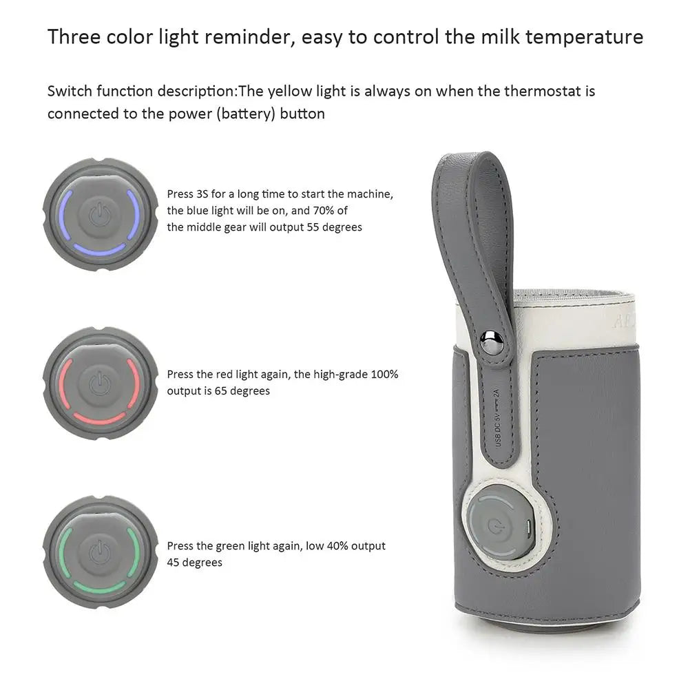 Portable Baby Bottle Warmer With 3 Adjustable Temperature Settings