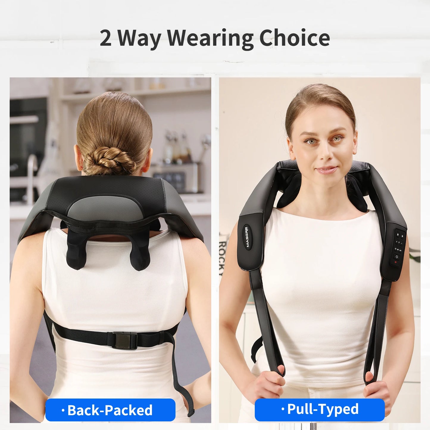 Masgre Electric Neck Massager With Heat 4D Kneading Cordless