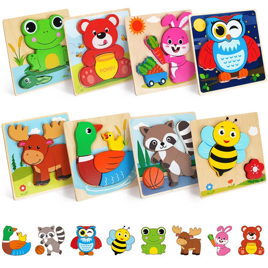 Animal Wooden Puzzles For Toddlers Educational Learning Toys