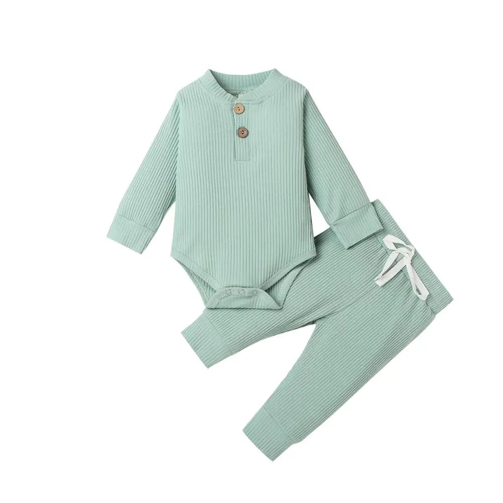 Pudcoco Baby Unisex 2-Piece Bodysuit And Elastic Pants Set