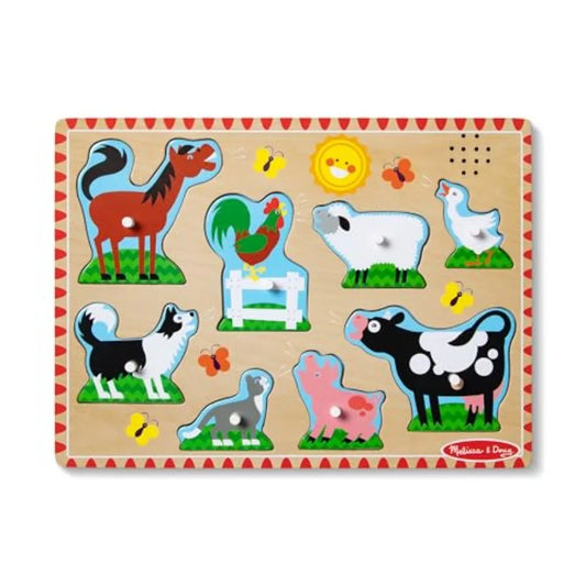 Wooden Peg Puzzle With Light Activated Sounds For Toddlers