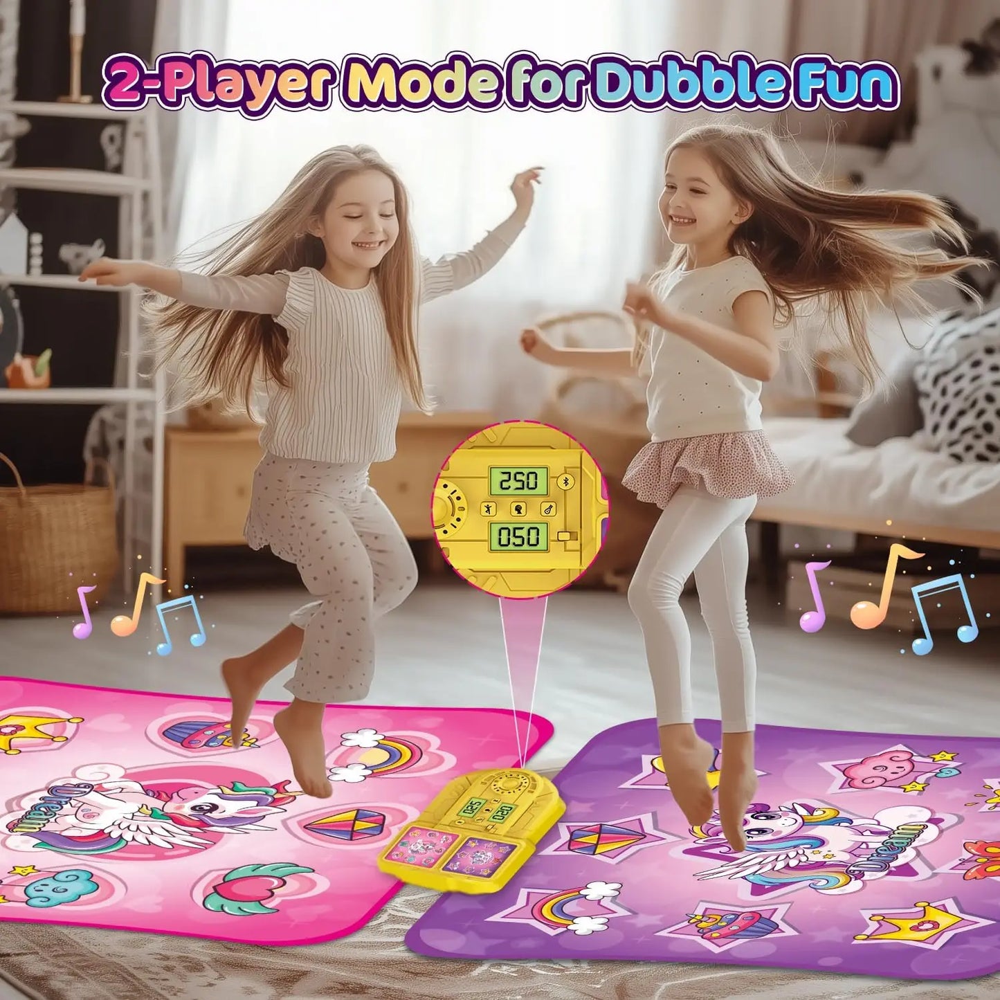 VATOS Unicorn Dance Mat Twin Pack For Kids 9 Level Dancing Game