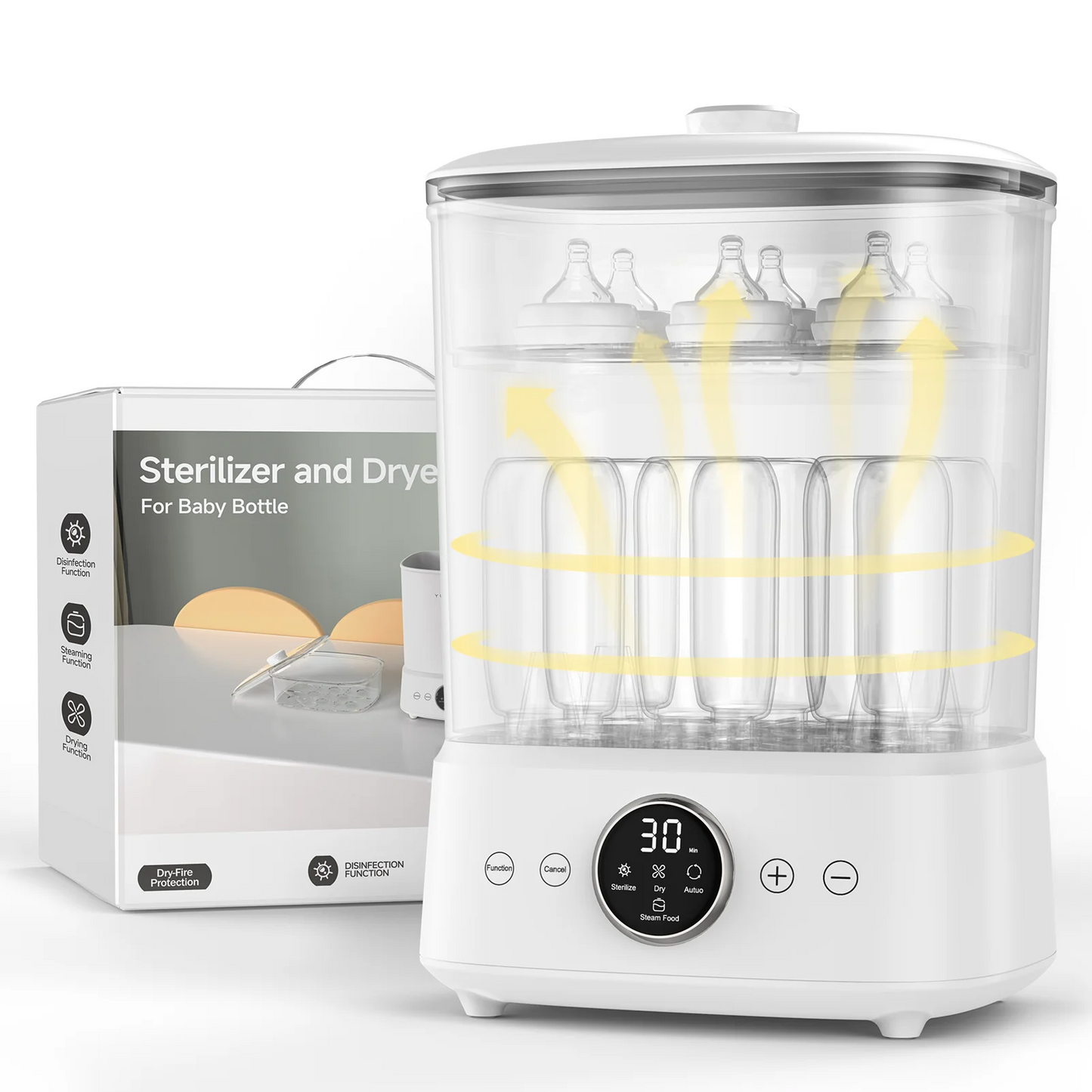 YunBaby Baby Bottle Steamer and Dryer with One Touch Control