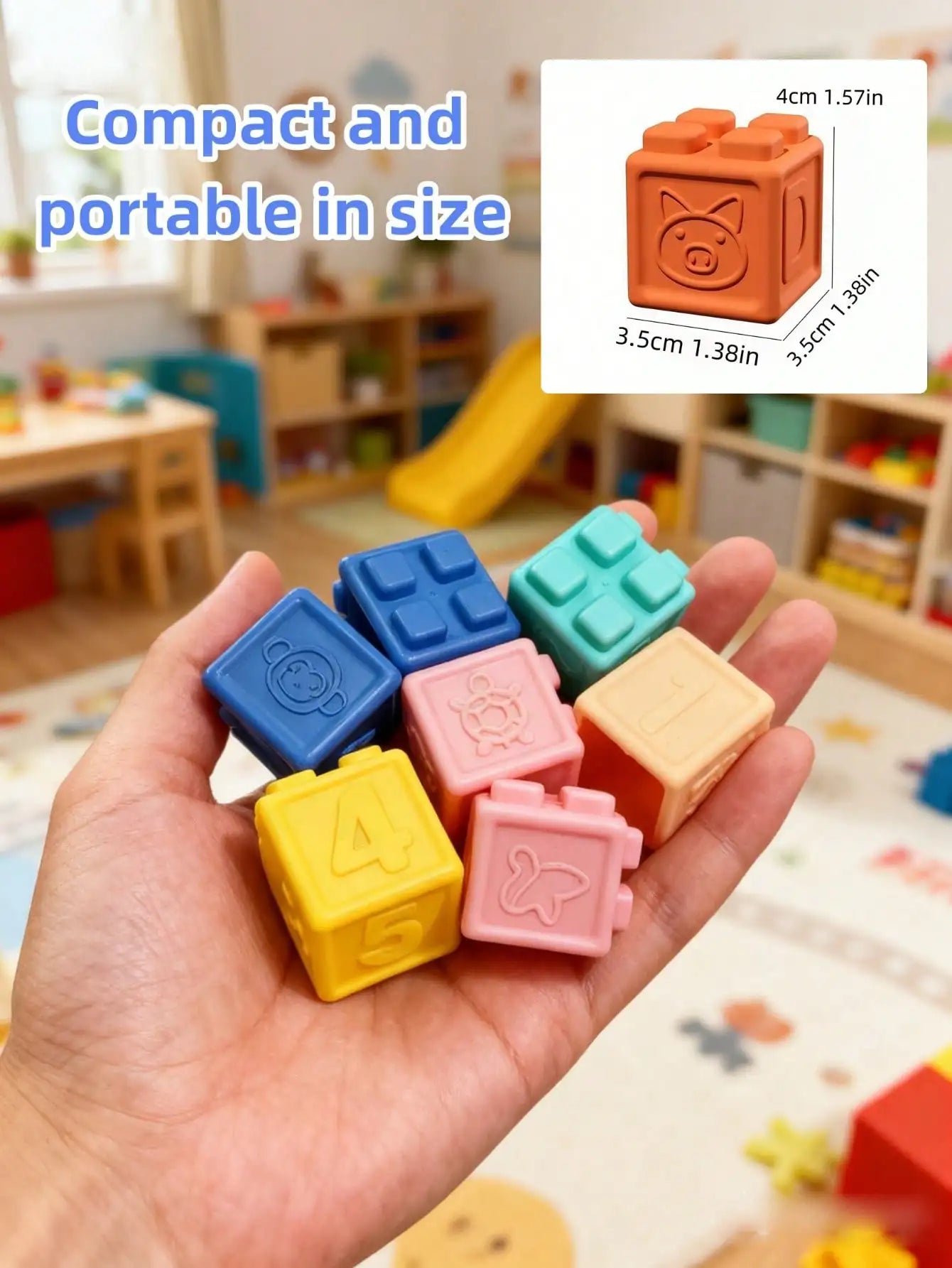 Silicone Baby Building Blocks Set Montessori Educational Bath Toys
