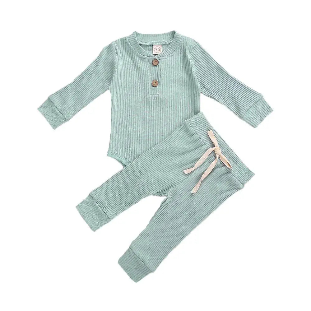 Pudcoco Baby Unisex 2-Piece Bodysuit And Elastic Pants Set