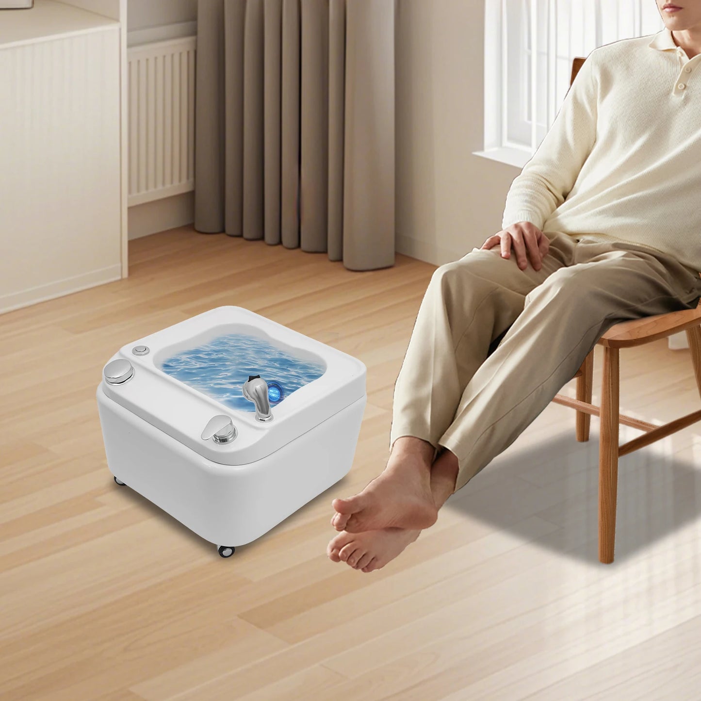 Bymaocar Acrylic Foot Bath Massage LED Light Spa Tub
