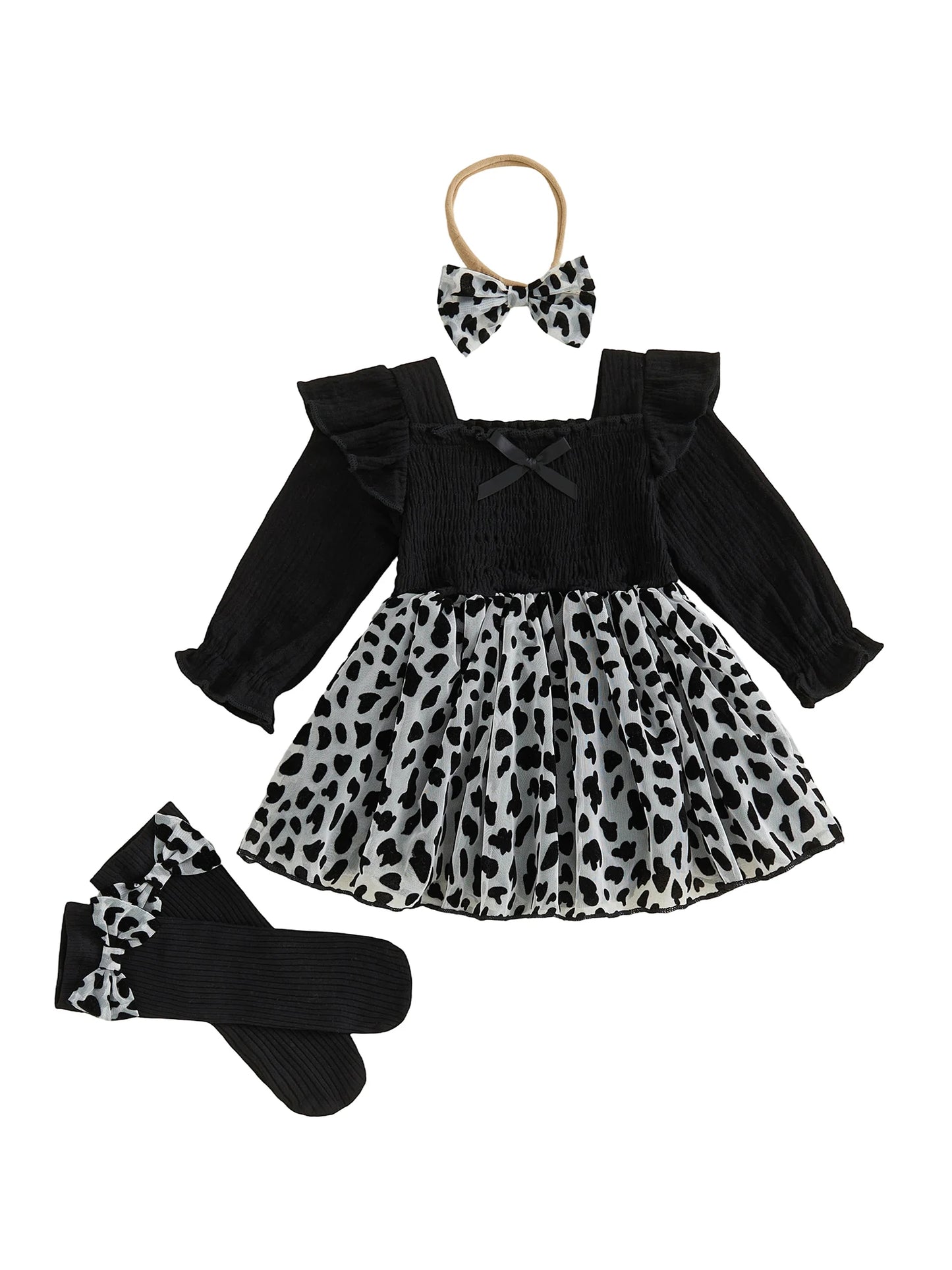 Infant Baby Girl Romper Dress With Floral Embroidery Set