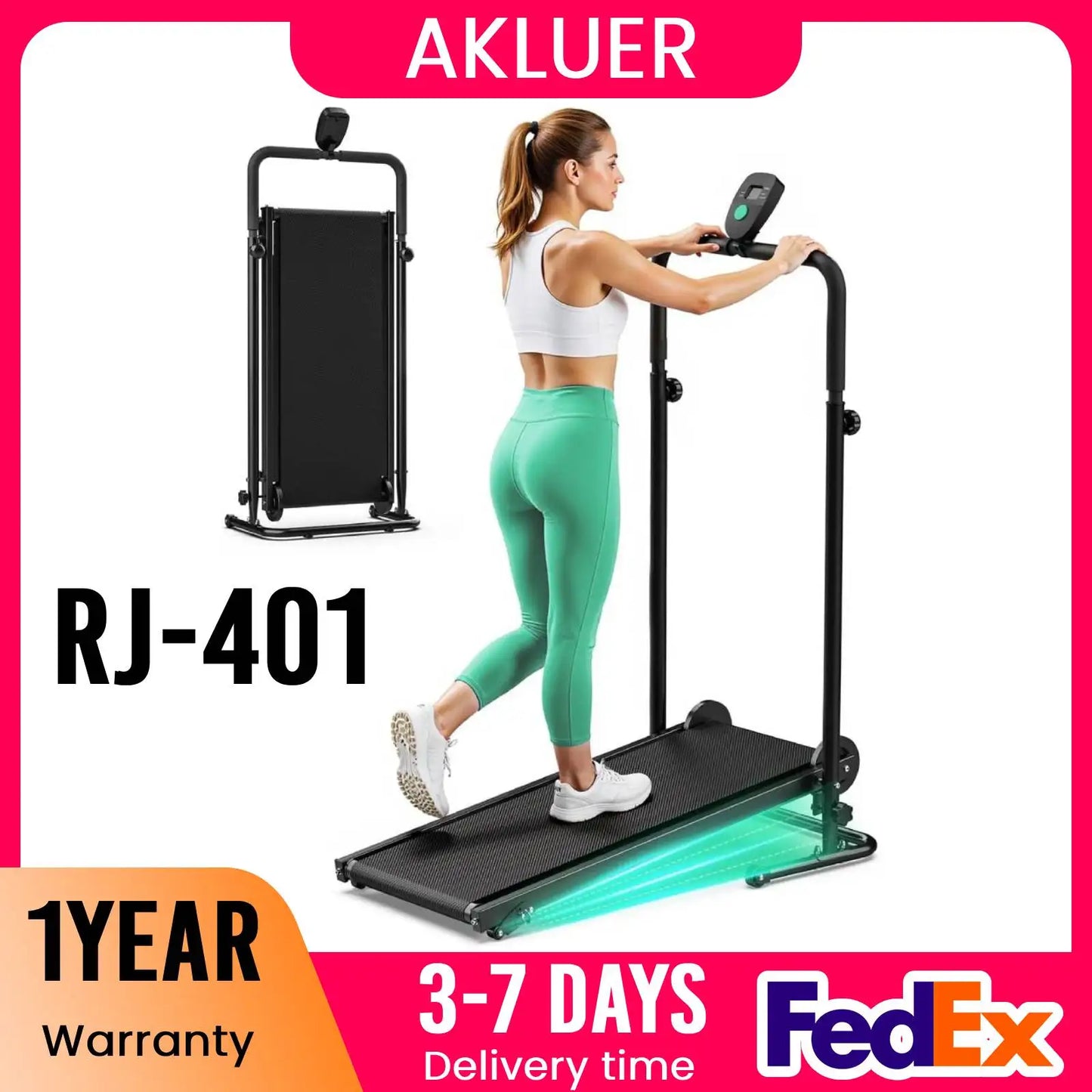 Motorless Treadmill With Dual Flywheels, Fixed Incline, LCD Monitor