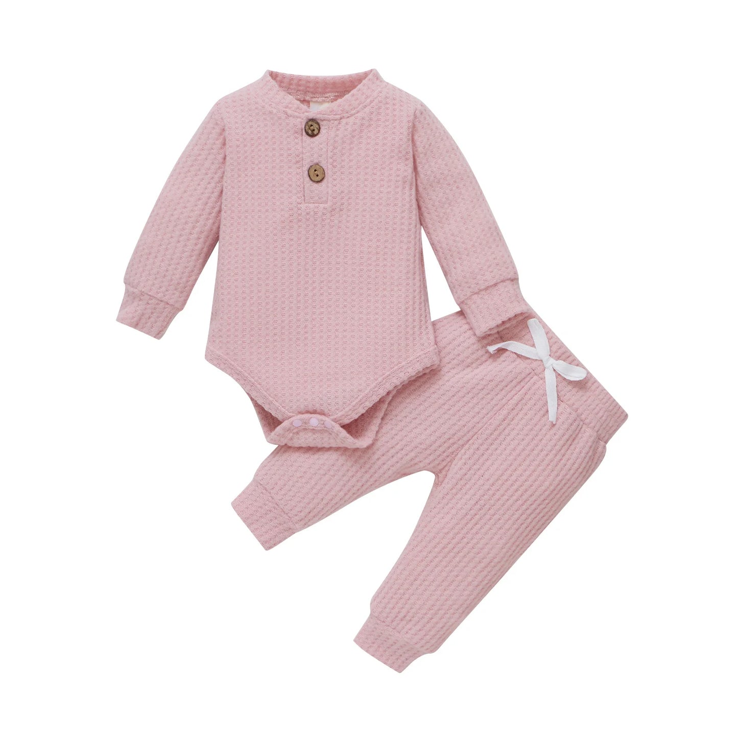 Pudcoco Baby Unisex 2-Piece Bodysuit And Elastic Pants Set