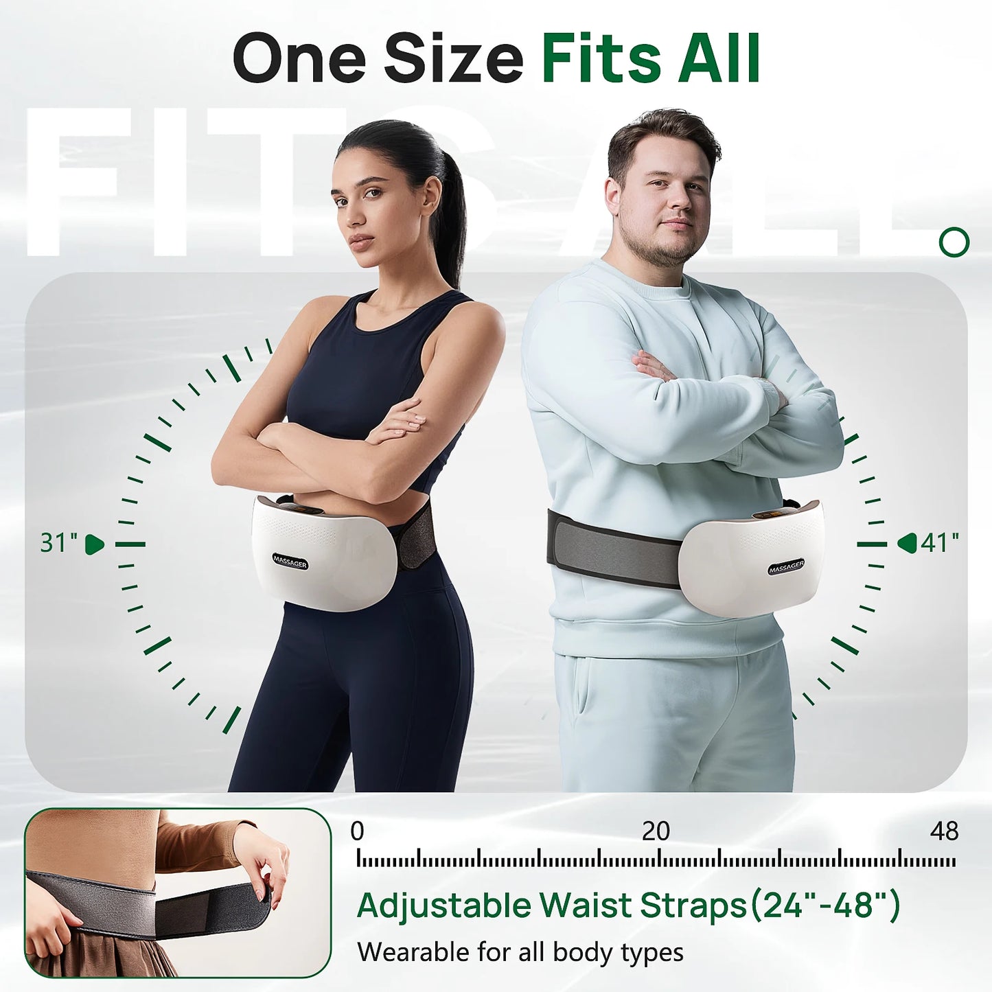 HOMEMASSA Cordless Stomach Massager With Bian Stone Heating
