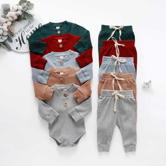Pudcoco Baby Unisex 2-Piece Bodysuit And Elastic Pants Set