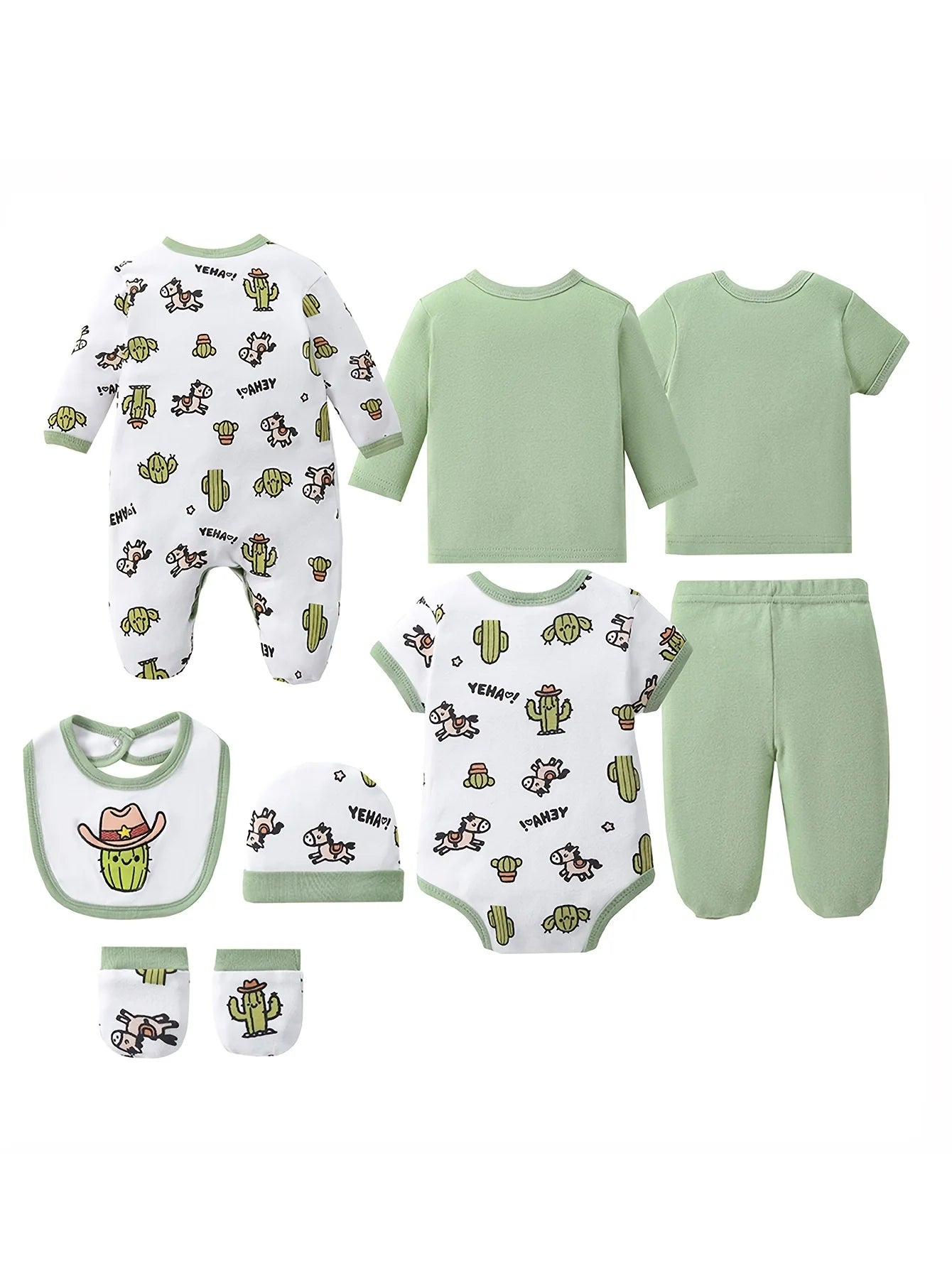 Newborn Unisex Layette Set With Bodysuits Jackets Tops Hats Bibs Mittens