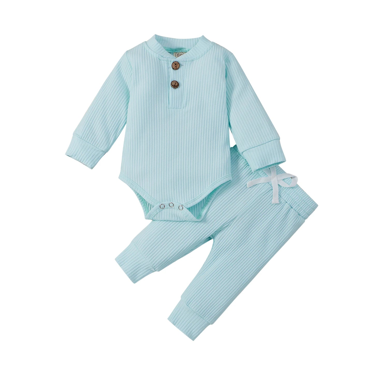 Pudcoco Baby Unisex 2-Piece Bodysuit And Elastic Pants Set