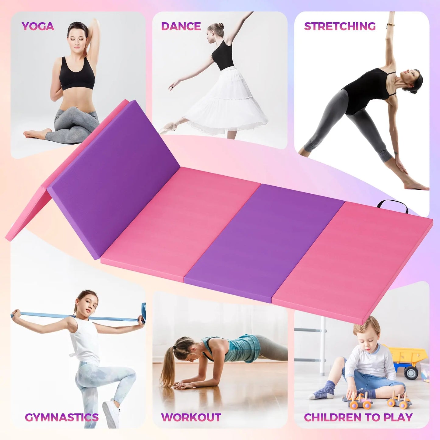 HiMISS Gymnastics Mat 4-5 Fold Tumbling Mat For Home Yoga