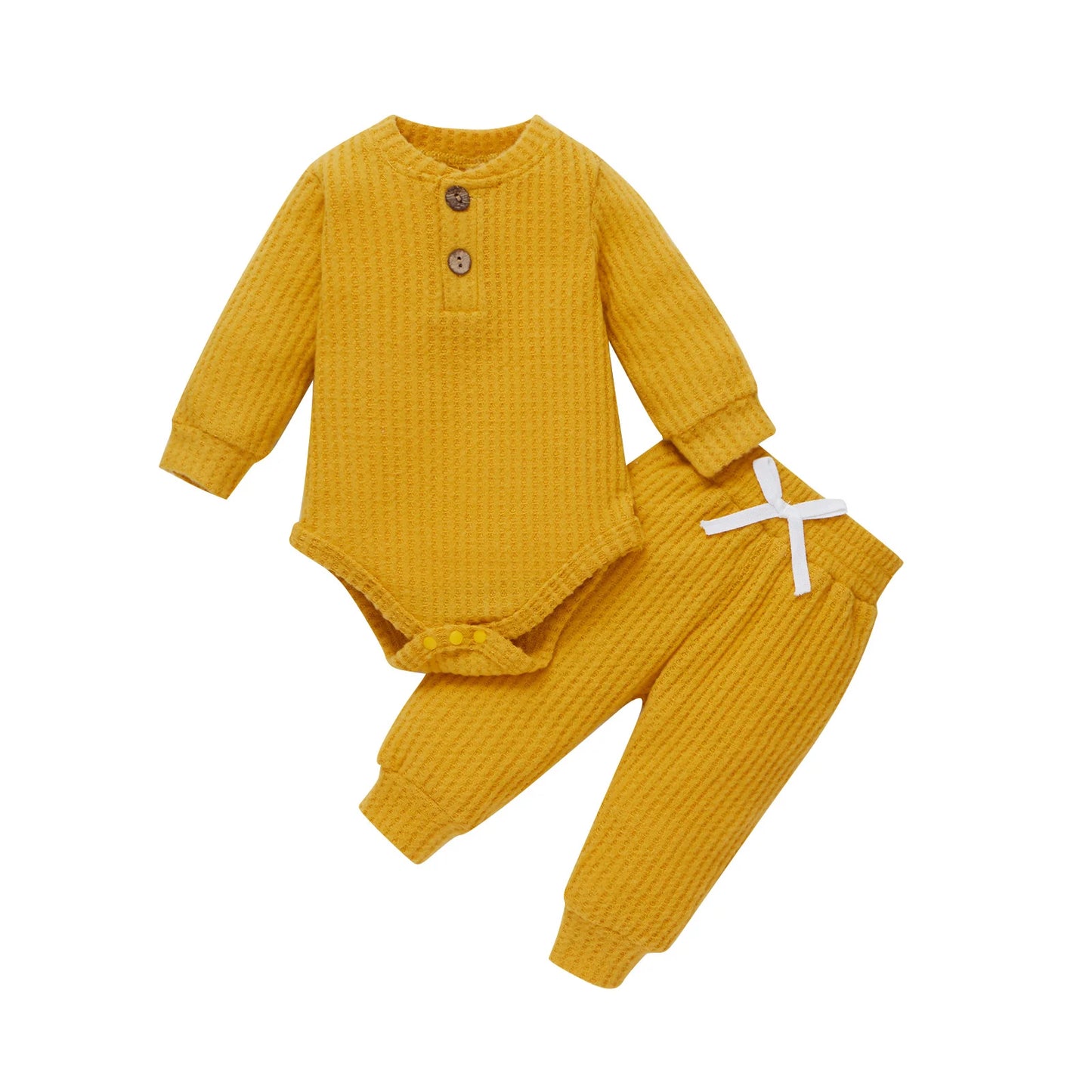 Pudcoco Baby Unisex 2-Piece Bodysuit And Elastic Pants Set