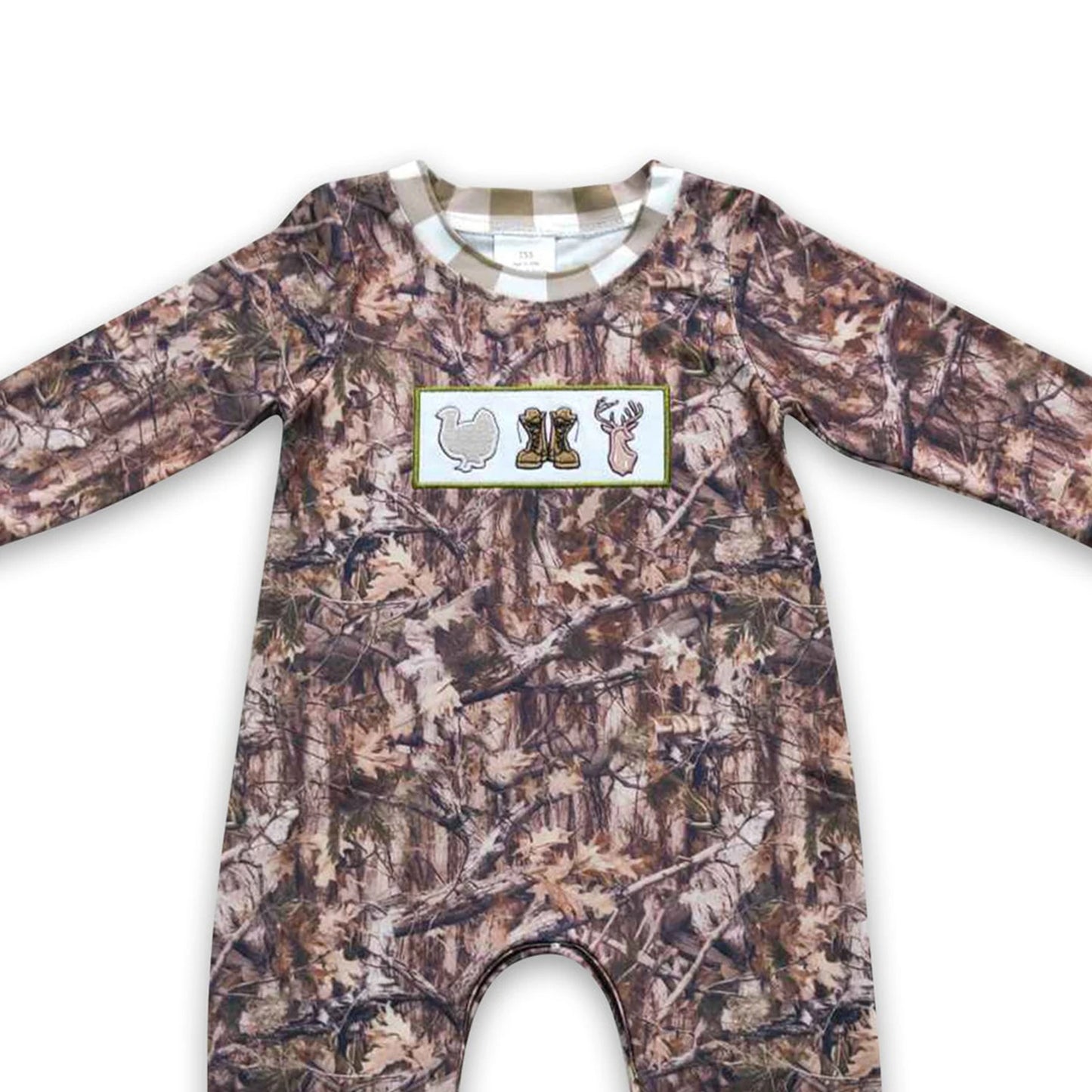 Baby Boy Camouflage Romper With Turkey Deer Print Outfit