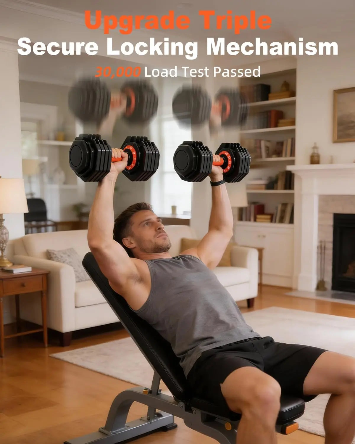 Adjustable Dumbbell Set With Tray 110lb For Home Gym