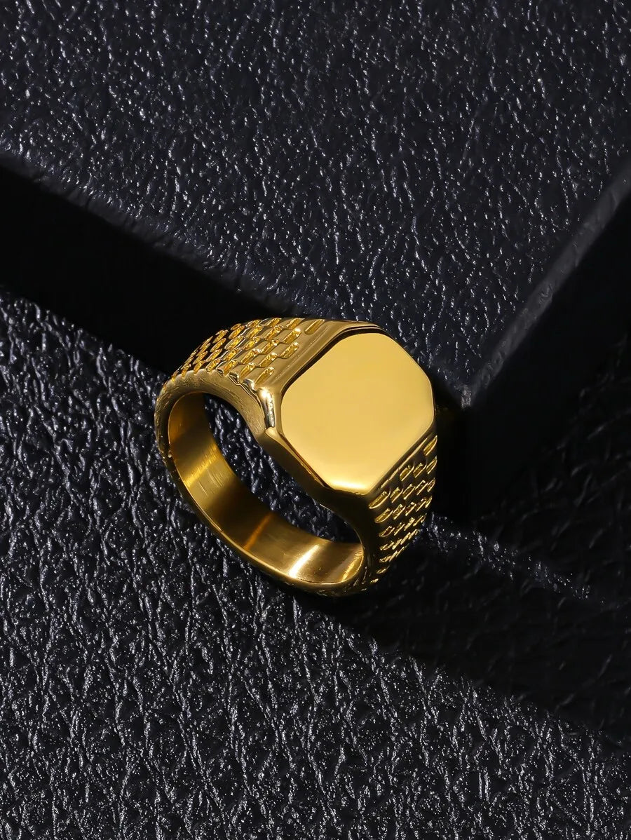 1pc Men's Octagon Smooth Classic Gift Ring