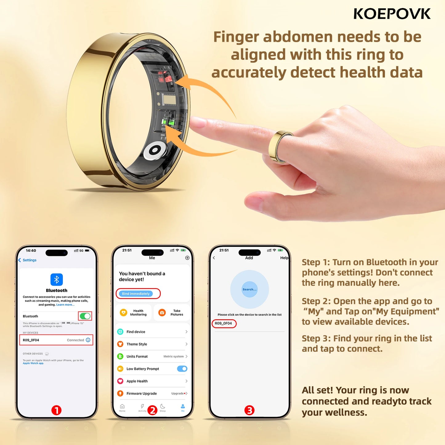 Smart ring with heart rate monitor, sleep & activity tracking, waterproof, and magnetic charging. Tracks your sleep, steps, and workouts 24/7. Stainless steel, built to last.