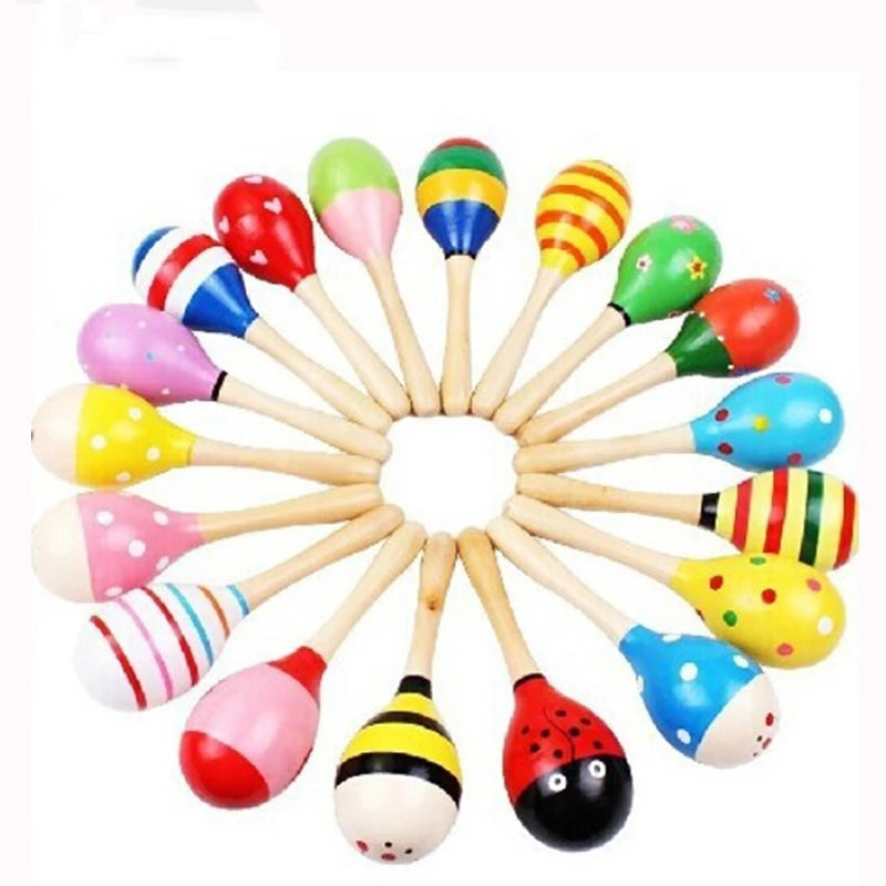 Colorful Wooden Baby Rattles Educational Toys Set for Newborns