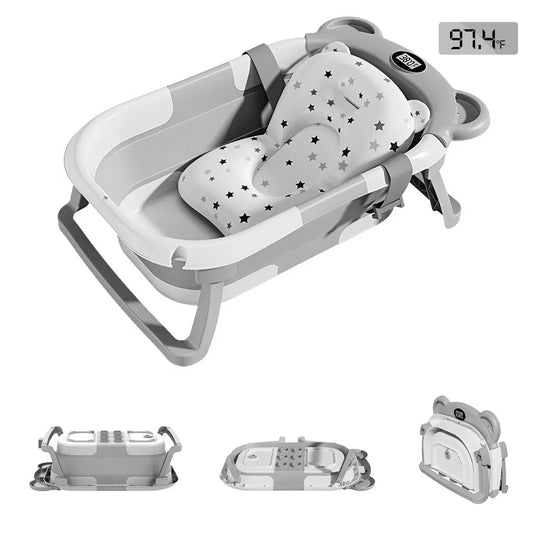 Newborn Collapsible Travel Baby Bathtub With Thermometer And Cushion